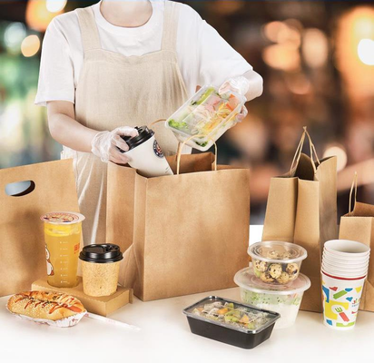 Quality Custom Printed Sustainable Takeaway Paper Bags Packaging Solutions factory