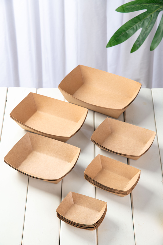Ποιότητα Custom Takeaway Kraft Paper Serving Tray Boat Bulk Order Εργοστάσιο