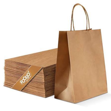 Quality ISO Gift Packaging Food Safe Paper Kraft Carry Bags Bulk With Twisted Handles factory