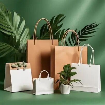 Quality Water Resistant Brown Kraft Paper Bags With Handles Biodegradable 70-120GSM factory