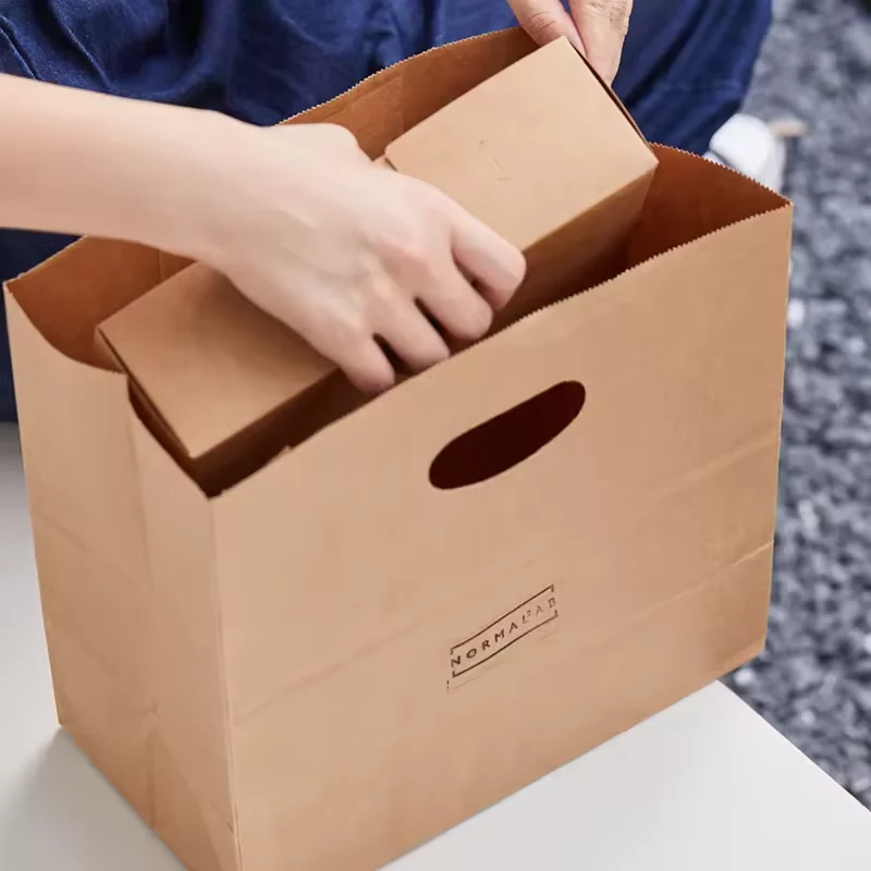 Quality Bulk FDA Approved Paper Take Out Bags Eco Friendly Drinks Food Delivery factory