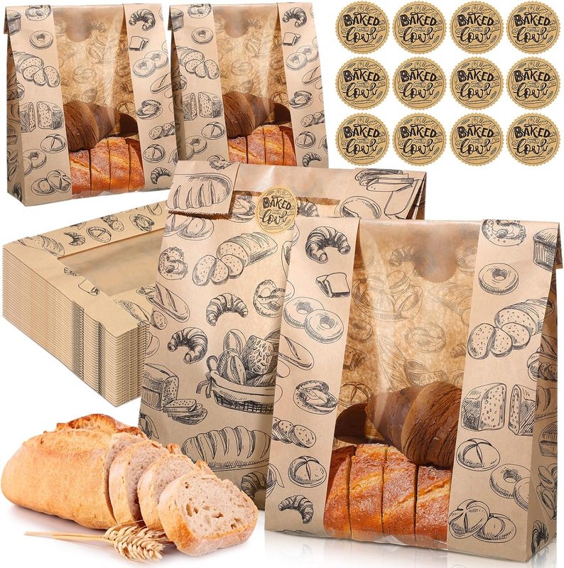 Quality ODM Kraft Bakery Paper Bags Greaseproof Recyclable For Sandwich factory