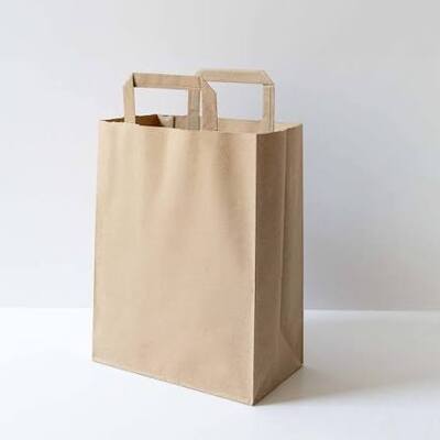Quality Recyclable Brown Plain Paper Carry Bag Biodegradable Kagaj Tote Bag factory