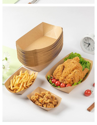 Ποιότητα Custom Takeaway Kraft Paper Serving Tray Boat Bulk Order Εργοστάσιο