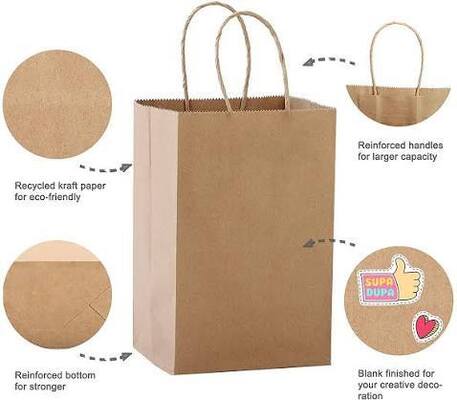 Quality ISO Gift Packaging Food Safe Paper Kraft Carry Bags Bulk With Twisted Handles factory