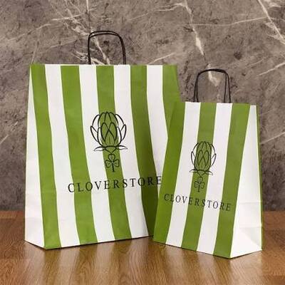 Quality Custom Printed Matte Kraft Paper Carry Bag Twisted Handles Greaseproof factory