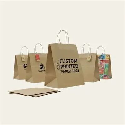 Quality Matte Glossy Compostable Specialty Paper Bags Twisted Handle For Retail Shop factory