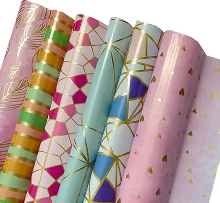 Quality Colorful Glossy happy birthday Halo Gift Wrap Papers Tear Resistance factory