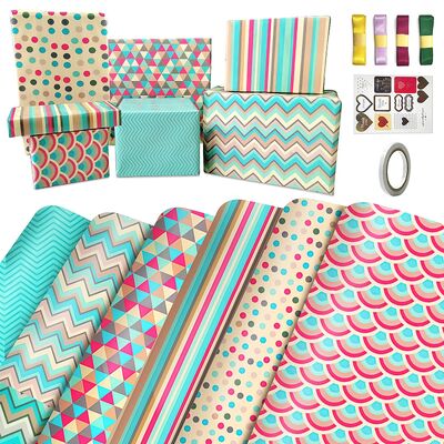 Quality Light Purple Blue Pink Gift Packing Paper Wrap Roll For Holidays 50gsm factory