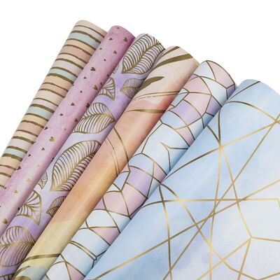 Kualitas Light Purple Blue Pink Gift Packing Paper Wrap Roll For Holidays 50gsm pabrik