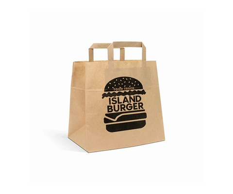 Quality Biodegradable Brown Flat Merchandise Bag Kraft Shopper Foldable OEM factory