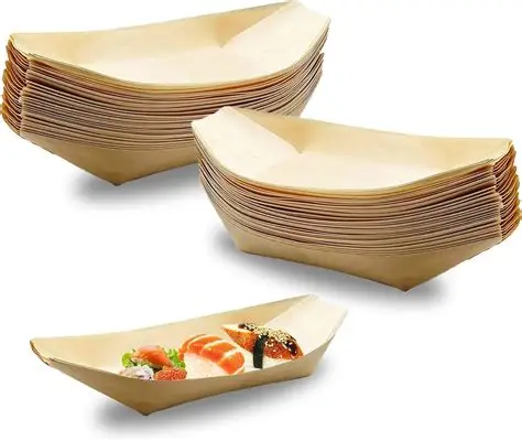 Quality Heat Resistant Brown Paper Serving Tray Plates & Boats For Food Biodegradable factory