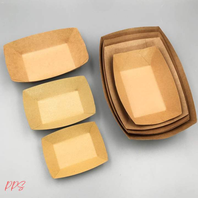 Quality Microwavesafe Stackable Brown Disposable Paper Trays Custom For Kitchen factory