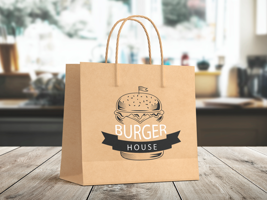 Quality Eco Friendly Printed Takeaway Bags Tear Resistant Brown Kraft Paper factory