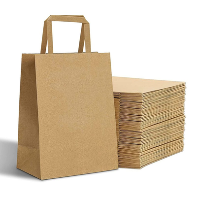 Quality Biodegradable Brown Flat Merchandise Bag Kraft Shopper Foldable OEM factory
