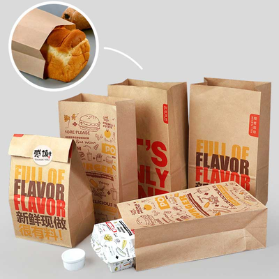 Quality ODM Kraft Bakery Paper Bags Greaseproof Recyclable For Sandwich factory