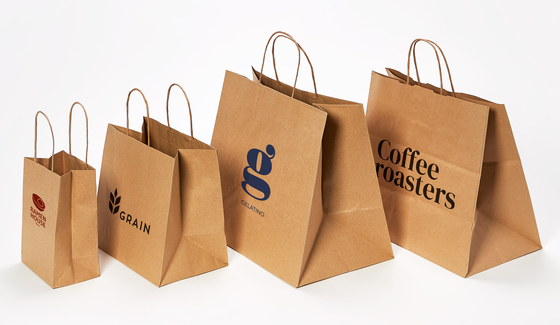 Quality Biodegradable Recycled Paper Grocery Bags For Retail Stores Supermarkets factory