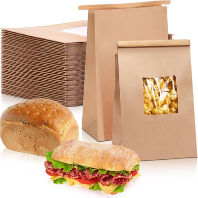 Quality Disposable Greaseproof Lined Bakery Paper Bags Packaging Customized factory
